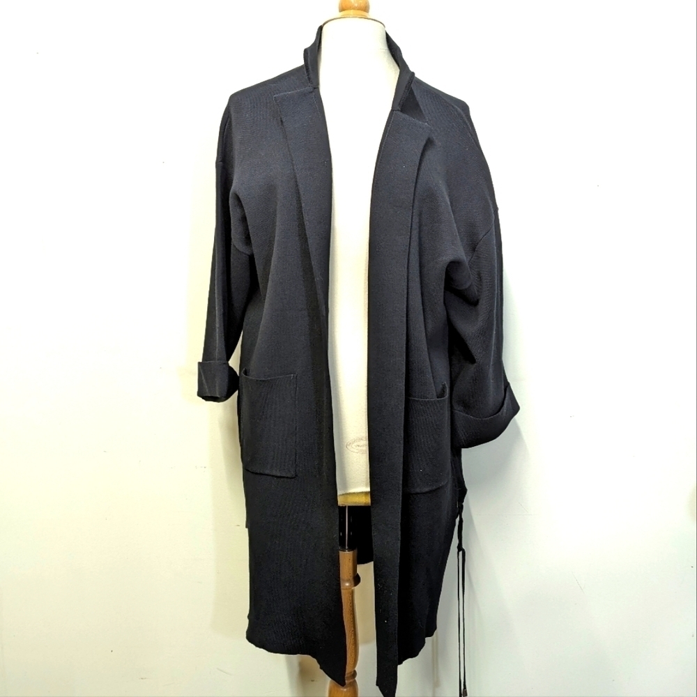 City Chic Entice Me Black Knit Cardigan with Lace Up Sides 16 Plus Longline